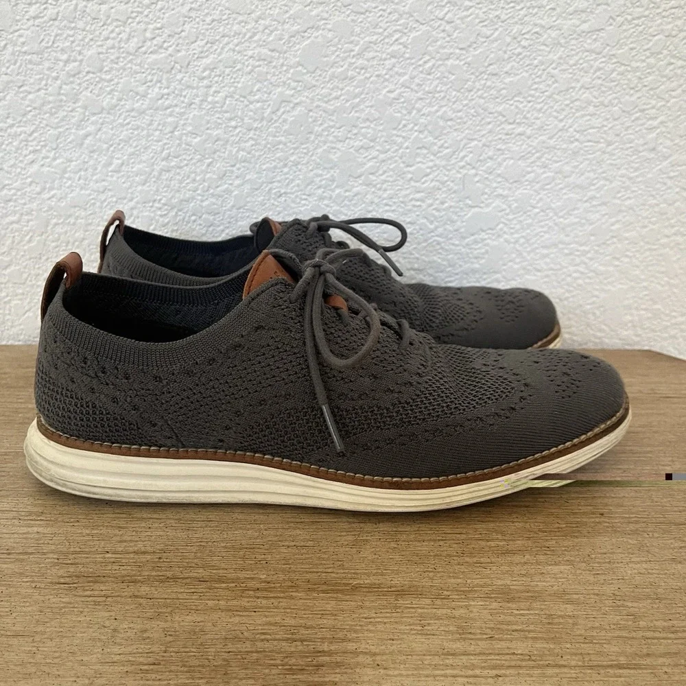 Cole Haan Original Grand Stitchlite Shoes Mens Sz 8.5 Gray Wingtip Oxford Dress